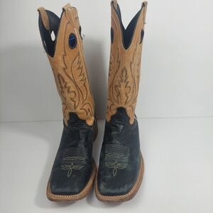 Justin Bent Rail Square Toe‎ Cowboy Boots Size 10 1/2 D Men's Very Well Worn